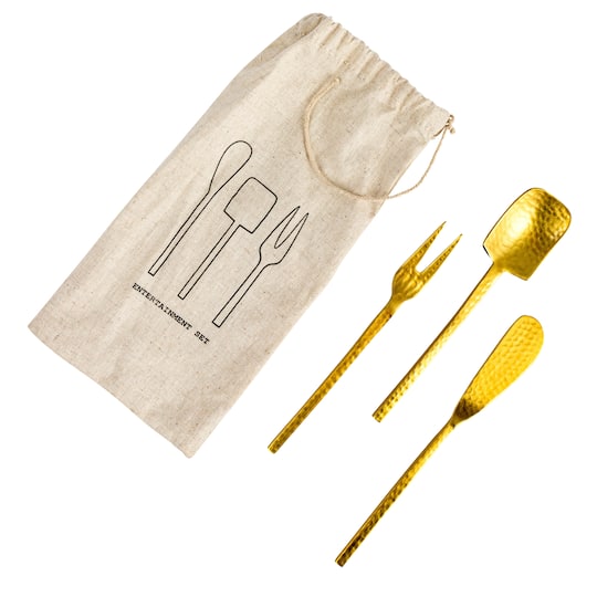 Hello Honey® Gilded Hammered Stainless Steel Appetizer Utensil Set